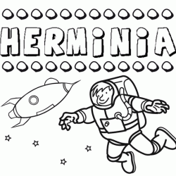 Nome Herminia para colorir. Desenhos dos nomes para pintar com as crianças