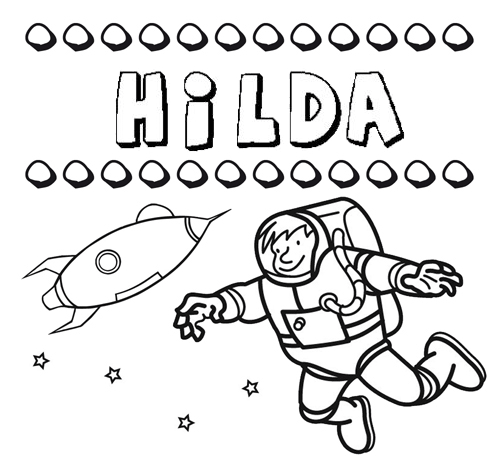 Nome Hilda para colorir. Desenhos dos nomes para pintar com as crianças