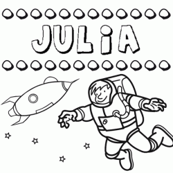 Nome Julia para colorir. Desenhos dos nomes para pintar com as crianças