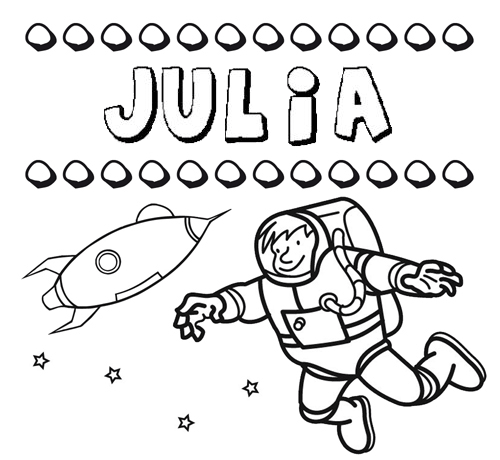 Nome Julia para colorir. Desenhos dos nomes para pintar com as crianças