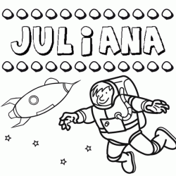 Nome Juliana para colorir. Desenhos dos nomes para pintar com as crianças