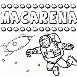 Nome Macarena para colorir. Desenhos dos nomes para pintar com as crianças