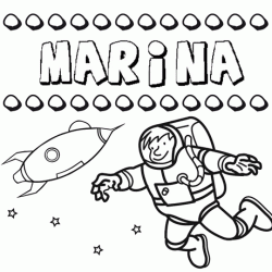 Nome Marina para colorir. Desenhos dos nomes para pintar com as crianças
