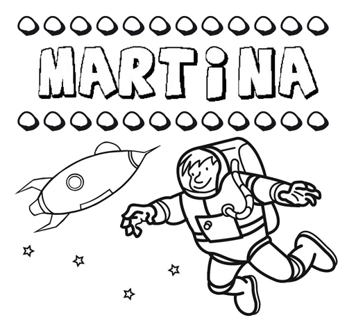 Nome Martina para colorir. Desenhos dos nomes para pintar com as crianças
