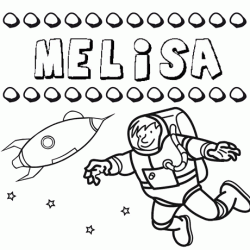 Nome Melisa para colorir. Desenhos dos nomes para pintar com as crianças