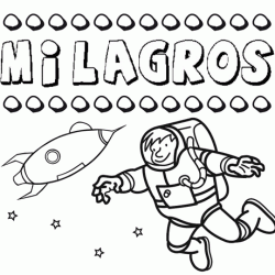 Nome Milagros para colorir. Desenhos dos nomes para pintar com as crianças