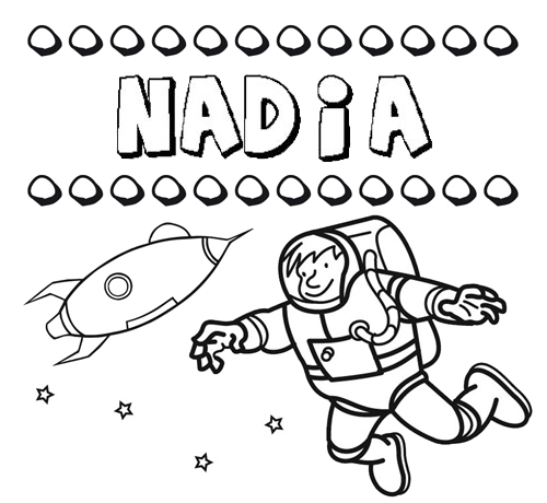 Nome Nadia para colorir. Desenhos dos nomes para pintar com as crianças