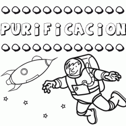 Nome Purificación para colorir. Desenhos dos nomes para pintar com as crianças