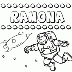 Nome Ramona para colorir. Desenhos dos nomes para pintar com as crianças
