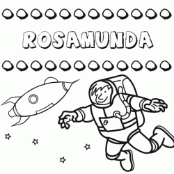 Nome Rosamunda para colorir. Desenhos dos nomes para pintar com as crianças