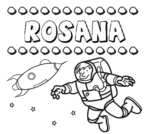Nome Rosana para colorir. Desenhos dos nomes para pintar com as crianças