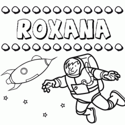 Nome Roxana para colorir. Desenhos dos nomes para pintar com as crianças