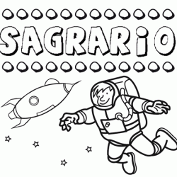 Nome Sagrario para colorir. Desenhos dos nomes para pintar com as crianças