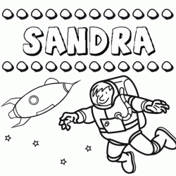 Nome Sandra para colorir. Desenhos dos nomes para pintar com as crianças