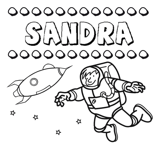 Nome Sandra para colorir. Desenhos dos nomes para pintar com as crianças