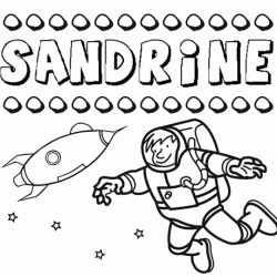 Nome Sandrine para colorir. Desenhos dos nomes para pintar com as crianças