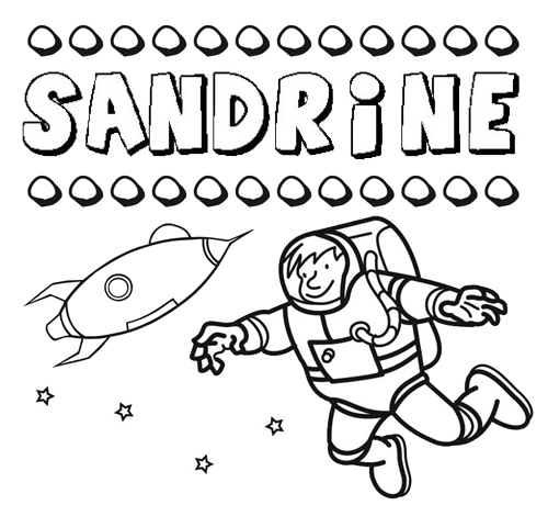 Nome Sandrine para colorir. Desenhos dos nomes para pintar com as crianças