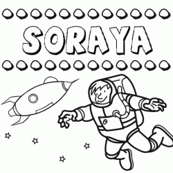 Nome Soraya para colorir. Desenhos dos nomes para pintar com as crianças