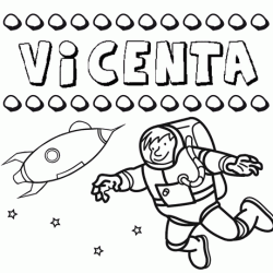 Nome Vicenta para colorir. Desenhos dos nomes para pintar com as crianças