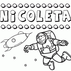 Nome Nicoleta para colorir. Desenhos dos nomes para pintar com as crianças