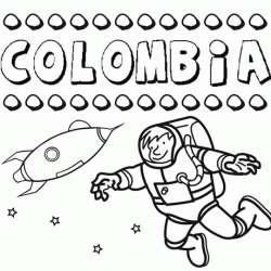 Nome Colombia para colorir. Desenhos dos nomes para pintar com as crianças