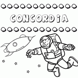 Nome Concordia para colorir. Desenhos dos nomes para pintar com as crianças