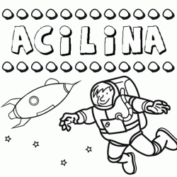 Nome Acilina para colorir. Desenhos dos nomes para pintar com as crianças