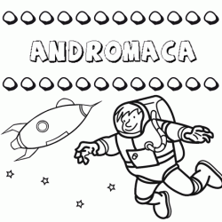 Nome Andromaca para colorir. Desenhos dos nomes para pintar com as crianças