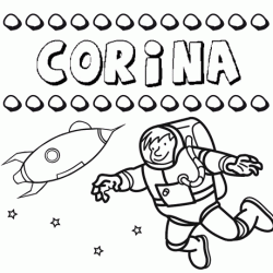 Nome Corina para colorir. Desenhos dos nomes para pintar com as crianças