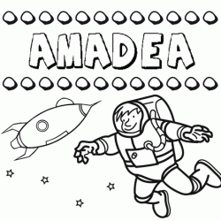 Nome Amadea para colorir. Desenhos dos nomes para pintar com as crianças