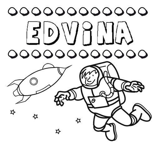 Nome Edvina para colorir. Desenhos dos nomes para pintar com as crianças