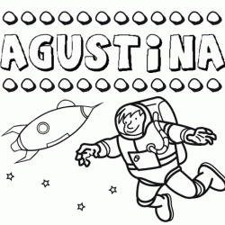 Nome Agustina para colorir. Desenhos dos nomes para pintar com as crianças