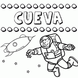 Nome Cueva para colorir. Desenhos dos nomes para pintar com as crianças