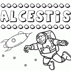 Nome Alcestis para colorir. Desenhos dos nomes para pintar com as crianças