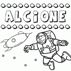Nome Alcione para colorir. Desenhos dos nomes para pintar com as crianças