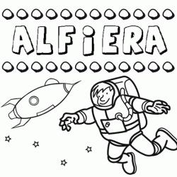 Nome Alfiera para colorir. Desenhos dos nomes para pintar com as crianças