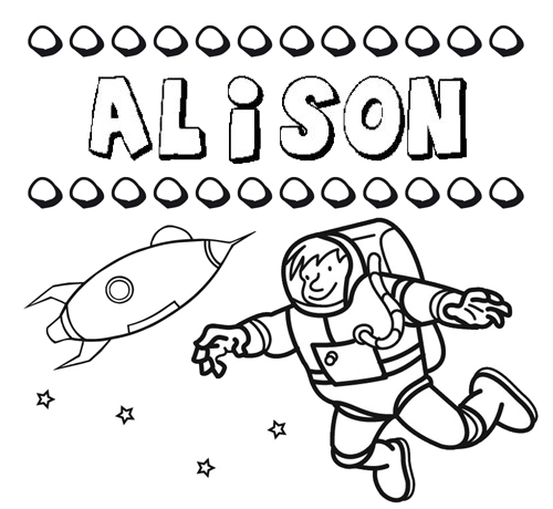 Nome Alison para colorir. Desenhos dos nomes para pintar com as crianças