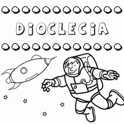 Nome Dioclecia para colorir. Desenhos dos nomes para pintar com as crianças