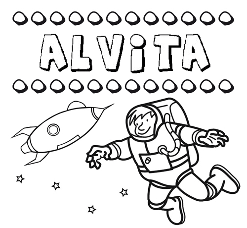 Nome Alvita para colorir. Desenhos dos nomes para pintar com as crianças