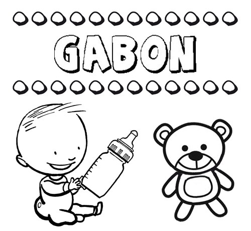 Nome Gabon para colorir. Desenhos dos nomes para pintar com as crianças