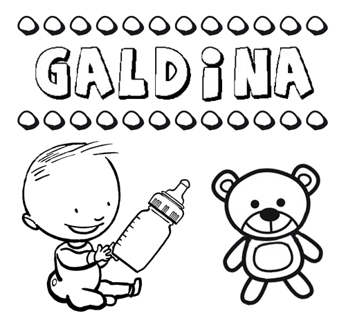Nome Galdina para colorir. Desenhos dos nomes para pintar com as crianças