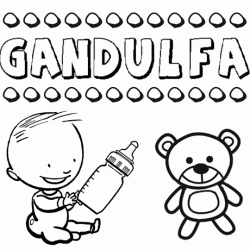 Nome Gandulfa para colorir. Desenhos dos nomes para pintar com as crianças