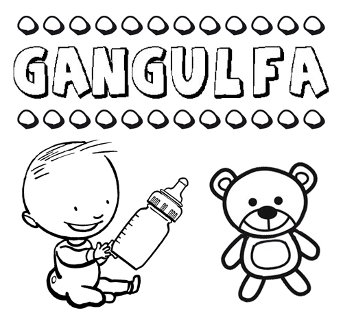 Nome Gangulfa para colorir. Desenhos dos nomes para pintar com as crianças