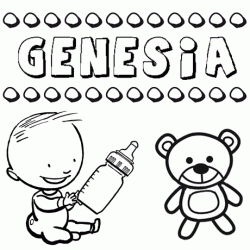 Nome Genesia para colorir. Desenhos dos nomes para pintar com as crianças