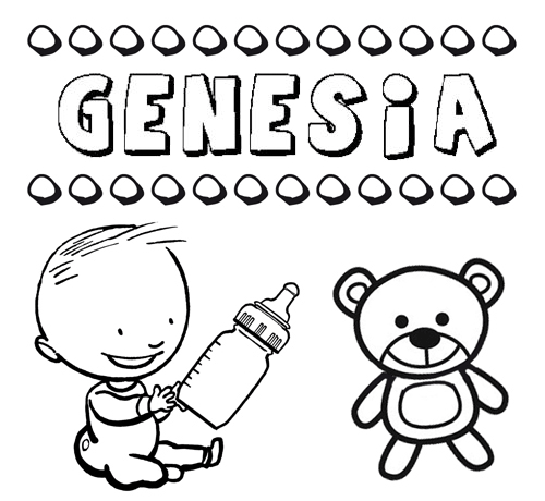Nome Genesia para colorir. Desenhos dos nomes para pintar com as crianças