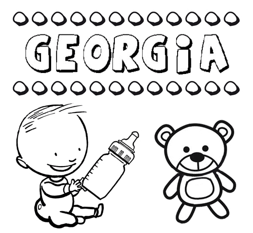 Nome Georgia para colorir. Desenhos dos nomes para pintar com as crianças