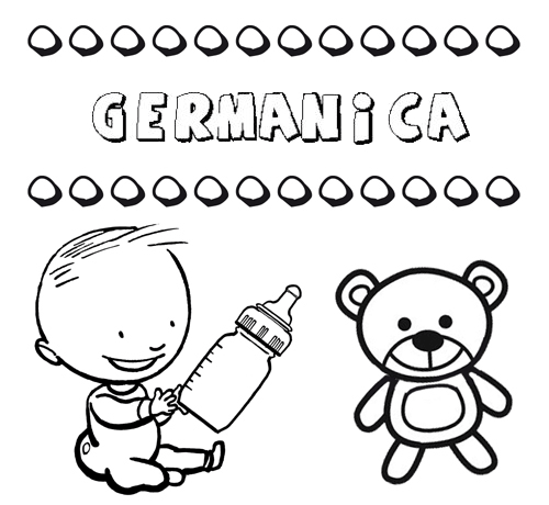 Nome Germánica para colorir. Desenhos dos nomes para pintar com as crianças