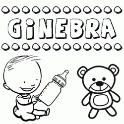 Nome Ginebra para colorir. Desenhos dos nomes para pintar com as crianças