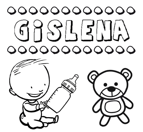 Nome Gislena para colorir. Desenhos dos nomes para pintar com as crianças