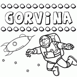 Nome Gorvina para colorir. Desenhos dos nomes para pintar com as crianças